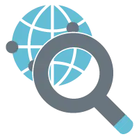 Een vergrootglas vergroot een stuk van de wereldbol, een mooie metafoor voor hoe de opleiding Focusmanagement van SBM werkt